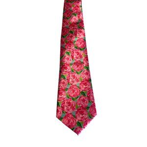 Pink Floral Microfiber Handmade Tie For Men